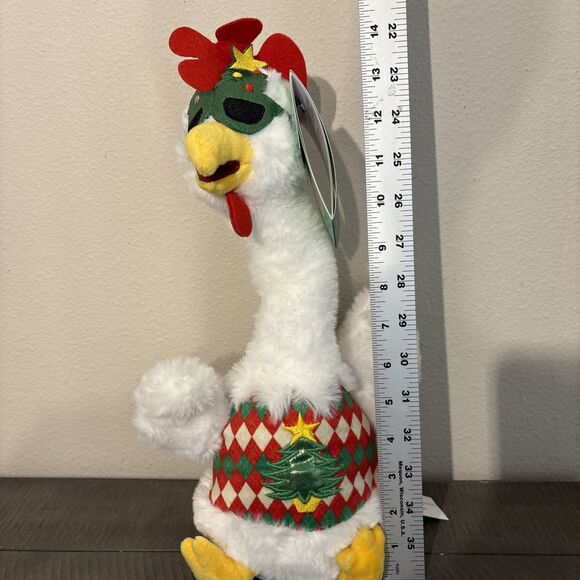 Animated Singing Christmas Chicken  Plush Toy – Holiday Sweater, Sings & Dances - Picture 9 of 10